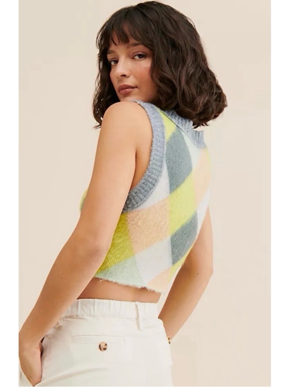 Free People Quinn Sweater Vest Stormy Spring Combo Small - Picture 7 of 11